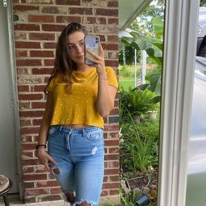 Yellow star crop top